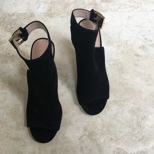 Tory Burch Brittania black suede heeled sandals